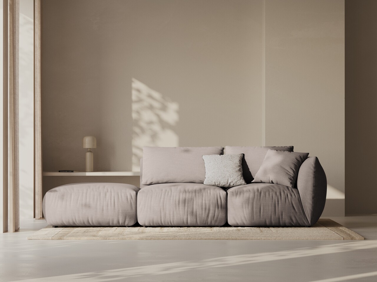 Canapea modulara 3 locuri cotiera stanga, Chris-259, Micadoni Home, 315x100x80 cm, tesatura structurata chenille, bej sand - imagine 7